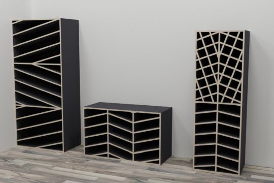 Diagonal Wine Rack Angled Shelves in Cabinet 2 Diagonal Wine Rack Angled Shelves in Cabinet 2