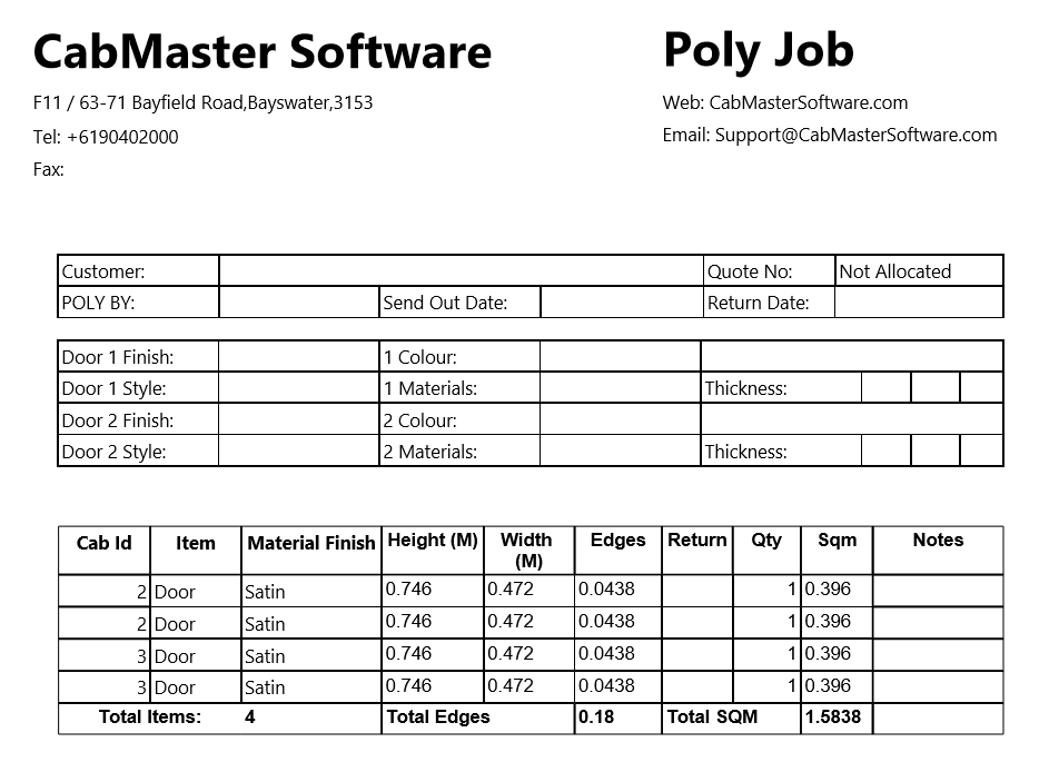 Poly Job Report